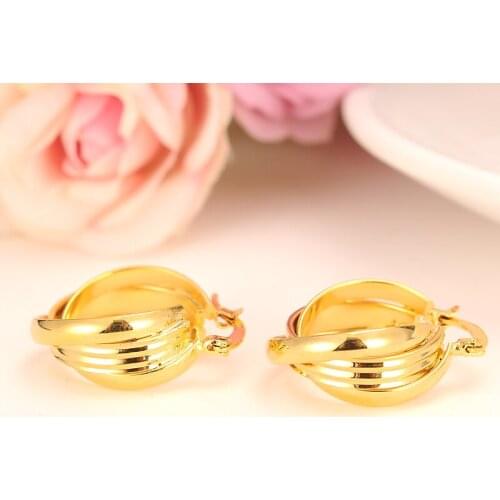 Bangrui New Fashion Women/Girls Earrings Jewelry / Yellow Gold Filled Round Earrings Jewelry drop Shipping gift