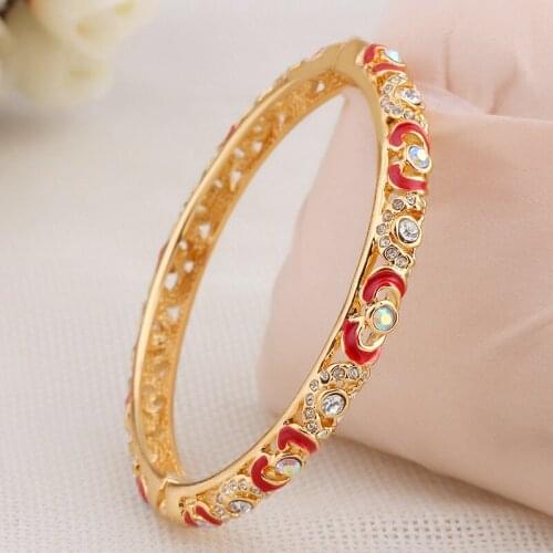 Han edition hollow-out enamel cloisonne bracelet gold-plated jewelry female fashion retro bracelet girlfriend a gift