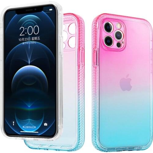 Camera Protection Transparent Phone Case For iPhone 12 11 Pro Max XS Max XR X 8 7 Plus Shockproof Clear Gradient Hard Back Cover