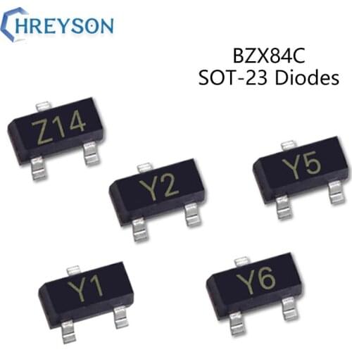 50Pcs SMD Zener Diode 2.4V-39V BZX84C5V1 Z2 BZX84C6V2 Z4 BZX84C6V8 Z5 BZX84C9V1 Z8 BZX84C11 Y1 BZX84C16 Y5 BZX84C39 Y14 SOT-23