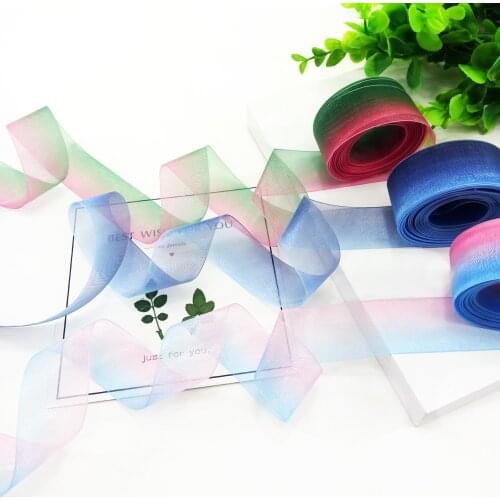 38mm 1" 25mm flowers series double side Chiffon Rainbow ribbon 50 yards,DIY handmade materials,wedding gift,50Yc2439