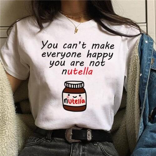 T shirt for women summer fashion nutela printed tshirt Casual Short Sleeve O Neck T-shirt Fashion Ladies Shirt Tops
