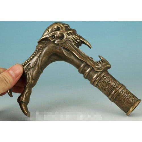 Gothic Bronze Handmade Carved evil person Statue Cane Walking Stick Headroomcraft Art Statue Home decoration