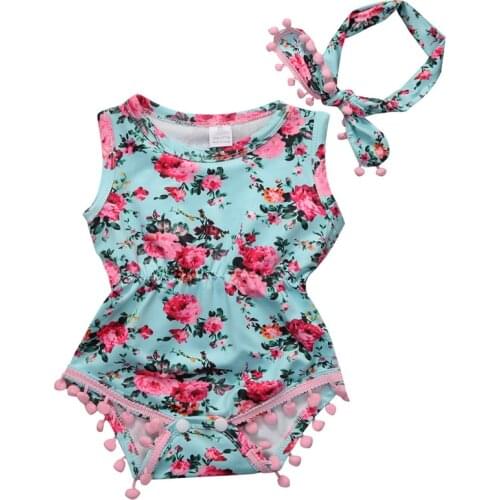Floral Tassels Baby Girl Bodysuits Cotton Summer Newborn Clothes Infant Baby Girl Sleeveless Bodysuit Jumpsuit Playsuit Sunsuit