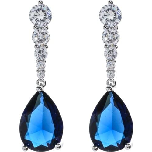 Korean fashionable water drop AAA Zircon Earrings suitable for women/girls wedding party Romantic Jewelry Gift Earrings ER-371