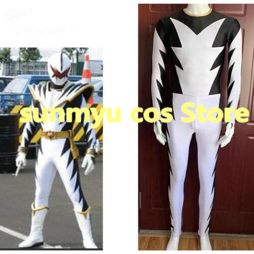 Bakuryuu Sentai Abaranger White Black Cosplay Costume,Custom Size Halloween