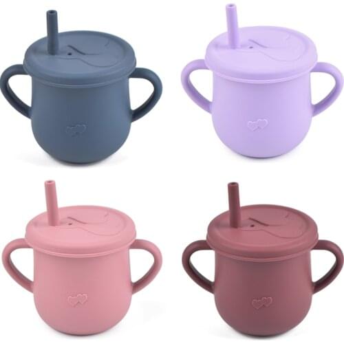 28Colors New Fashion Baby Training Cup Food Grade Silicone Drinking Straw Cup BPA-Free Soft Sippy Cup For Kid Feeding Accessorie