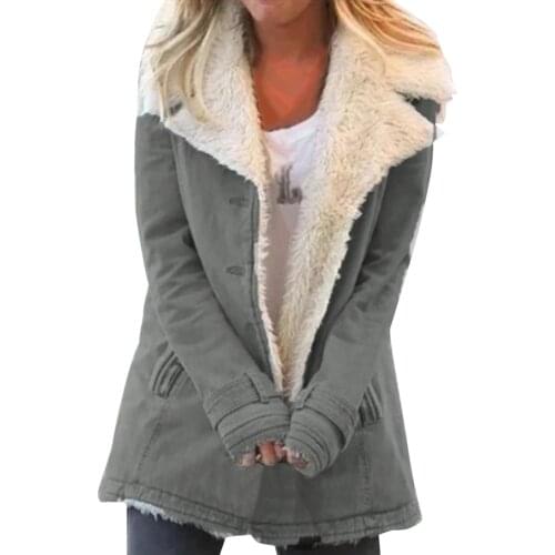 Jackets Women Plus Size Winter Warm Composite Plush Button Lapels Jacket Outwear Coat Parkas Coat Jackets Female Lamb