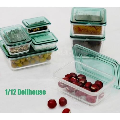 9PCS 1/6 or 1/12 Scale Miniature Dollhouse Food Container Mini Crisper Fruit Box Blyth Doll Kitchen Accessories Toy