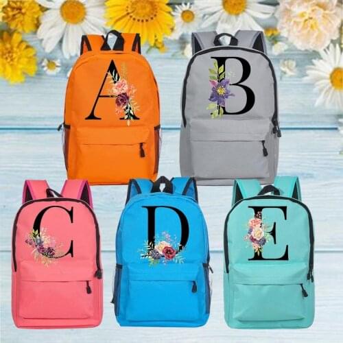 Letter Floral Print Fashion Backpack Women Casual Backpacks Travel Shoulder Bags Trend Female Daypack Teenage Girls School Bag