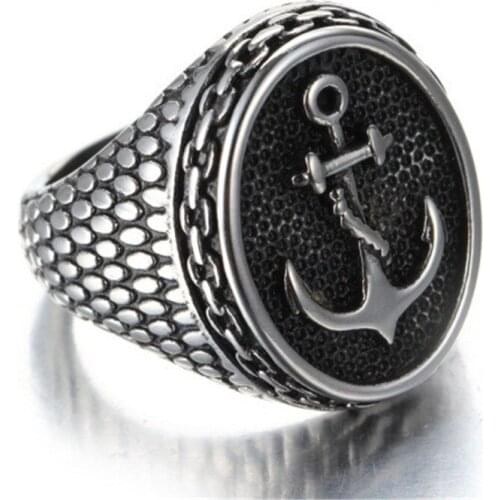 Stainless steel Mens jewelry fashion anchor titanium steel ring
