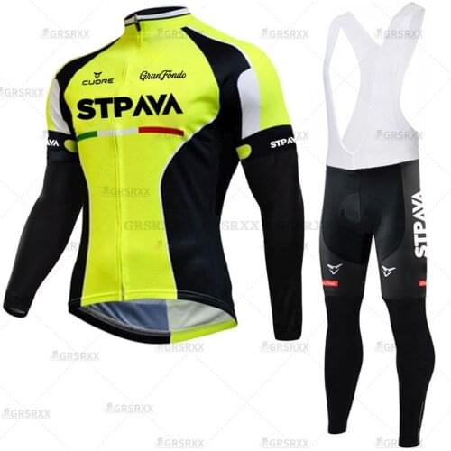 STRAVA Cycling Jersey Set 2021 Spring Pro Bicycle Team Long Sleeve Bicycle Clothes Premium MTB Mountain Bike Bib Sportswear Suit