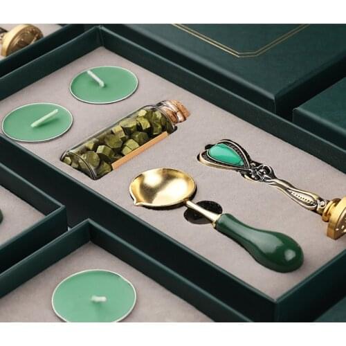 Vintage Sealing Wax Tablet Beads Candle Detachable Spoon Stamp Set with Storage Box Kit DIY Envelope Invitation Craft Supplies