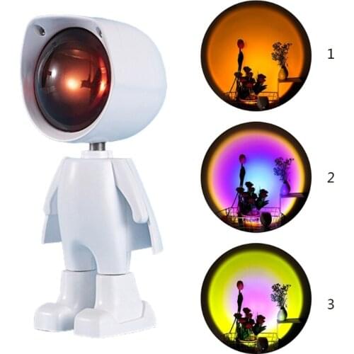 H7JB Robot Rainbow Led Floor Light USB Charged Sunsets Projection Living Room Stand Light Bedroom Atmosphere Floor Lamp