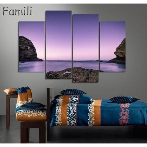 4Pcs/set Wall Art Painting New Zealand Blue Water Lake Mountain Pictures Prints On Canvas Landscape Decor,canvas painting