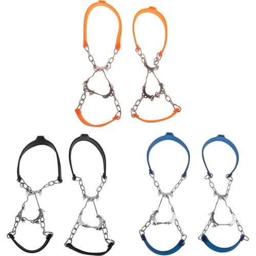 Anti-slip 6 Teeth Manganese Steel Spikes Crampons Traction Cleats, Safe for Walk on Ice and Snow, Portable with Storage Bag