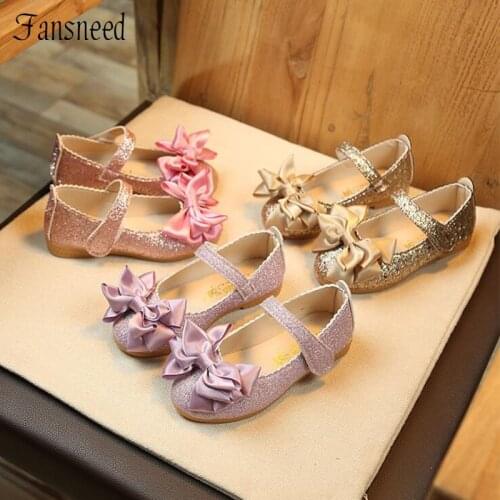 2019 New Children Single Shoes Girls Spring Bright Leather Princess Bow Shoes Baby Tendon Sole Elegant Flat Single Shoes