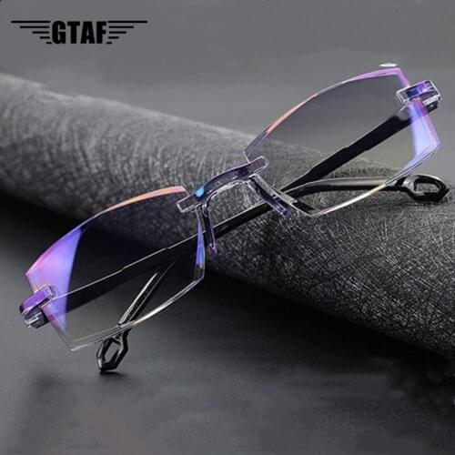 Men Fashion Anti Blue Light Reading Eyeglasses Diopter Cutting Magnification Eyewear Presbyopic Glasses +1.0 To+4.0