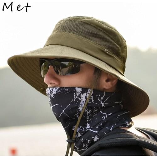 S14 Mens Hat Panama Outdoor Bucket Hat Sun Protection Hats For Men Fashion Summer Hat Sun visor Fishermans Hat Anti-UV Sun Hat