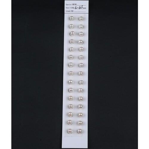 6-6.5mm Natural White Round Pearl Pair, Half Drilled Pearl,ZLB028