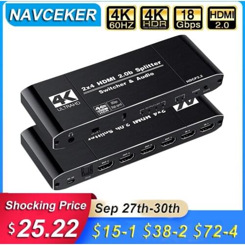 2020 4K 60Hz HDMI 2.0 Switch Remote 2x2 HDR HDMI Switch Audio Extractor With IR 2x4 YUV 4:4:4 Switch HDMI 2.0 for PS4 Apple TV