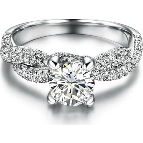 Luxury 1Ct Diamond Engagement Ring Solid 18k White Gold Wedding Ring With Box AU750 Women Ring