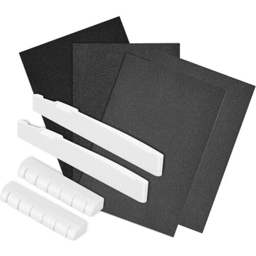 6 String Guitar Bridge Saddles Bone Bridge Saddle And Nut Made Of Real Bone With 4Pcs Sandpapers