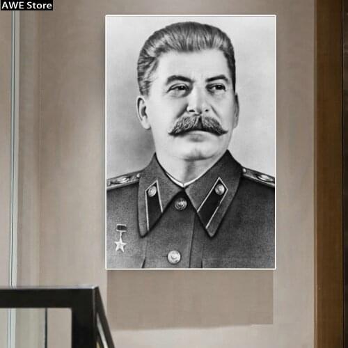 Stalin Portrait Canvas Poster Print Figure painting Minimalist Art Black White Wall Picture Modern Home Decoration No Frame