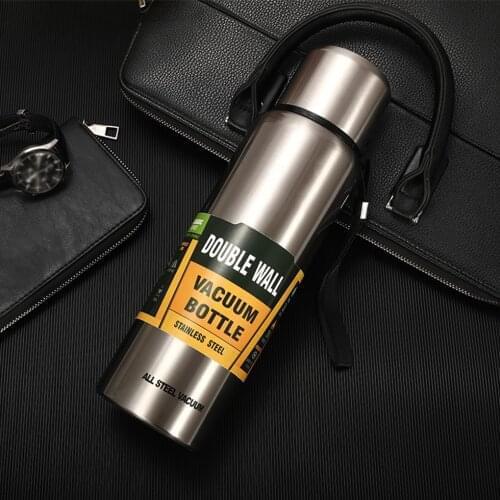 Large Capacity Stainless Steel Thermos Portable Vacuum Flask Insulated Tumbler with Rope Thermo Bottle 500/750/1000/1500ml