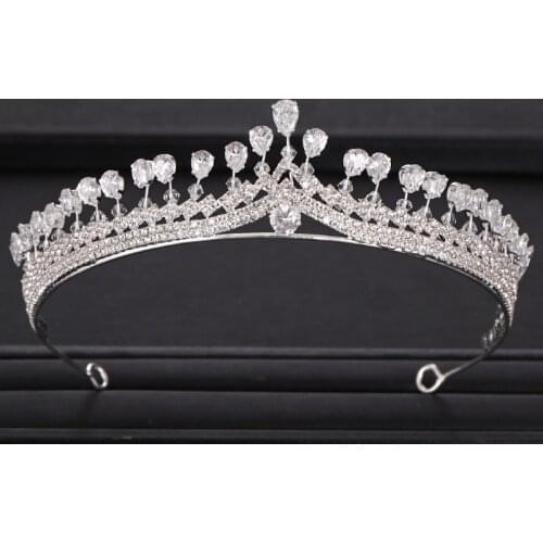 Trendy Wedding taira Silver color Zircon Princess Crown Bridal Headpiece Rhinestone Women Hair Jewelry Wedding Hair Accessories