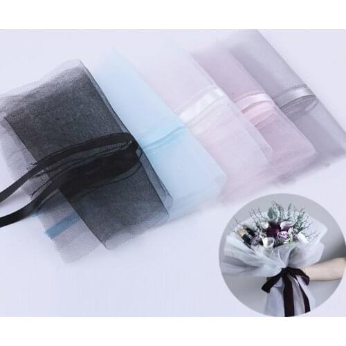 5pc-20pc/lot Organza fabric flower wrapping materials Florist flower bouquet packaging mesh festival Gift wedding party supplies