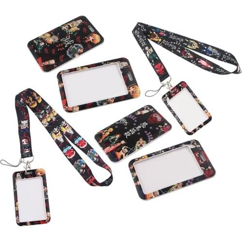 YA117 Anime Card Cover Business Card With Lanyard ID Card Pass Mobile Phone USB Badge Holder Key Strap For Girl