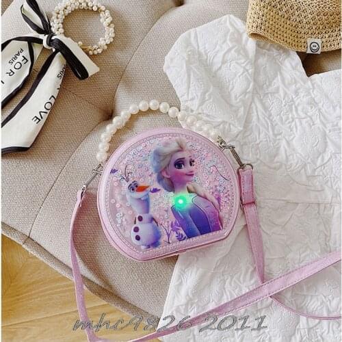 Disney Bright Colors Square Frozen Elsa Tote Bag Summer New PU Leather Womens Designer Handbag Mini Shoulder Messenger Bag