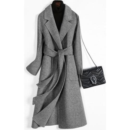 Autumn Winter Wool Coat Women 2020 Fashion Long Coat With Belt Blazers Elegant Office Ladies Trench Coat Casaco Feminino