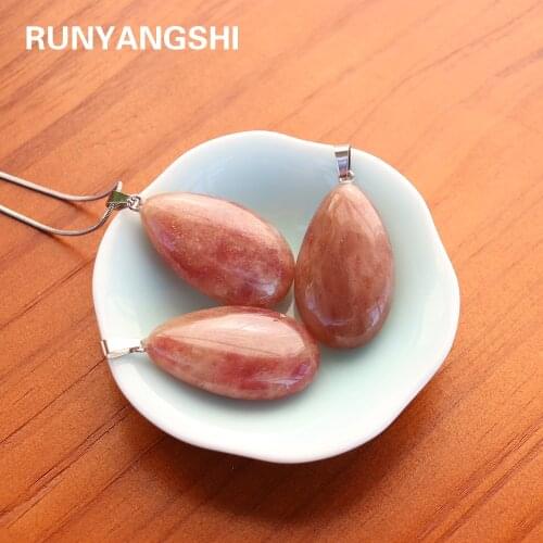 1pc Natural Raw Strawberry Quartz Crystal Stone Specimen Healing Water Drop Pendant and pink crystal Necklace for gifts