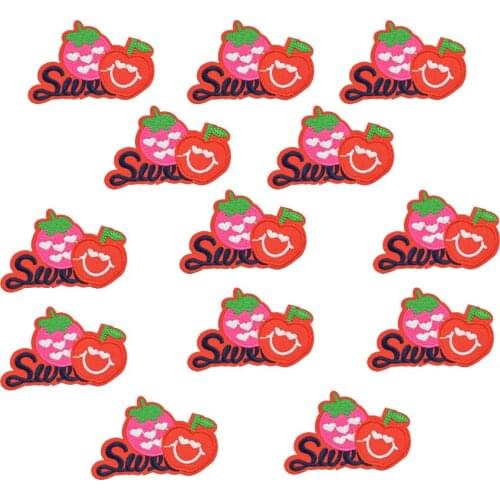 10PCS Apple Patches for Clothing Funny Graffiti Fruit Iron on Embroidered Patch Sewing Applique Accessories DIY for Jacket Dress