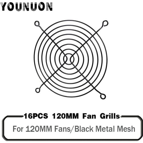 16PCS 120mm Black Fan Grills Metal Mesh Iron Net Fan Cover CPU Fan Grill Computer Cooling Fans 12cm For Fans& Finger Protector