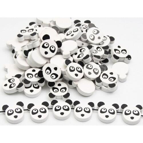 Cute 30pcs 20mm Panda Pattern Wood Beads for Jewelry Making DIY Rattle Toys Pacifier Clip Wooden Beads