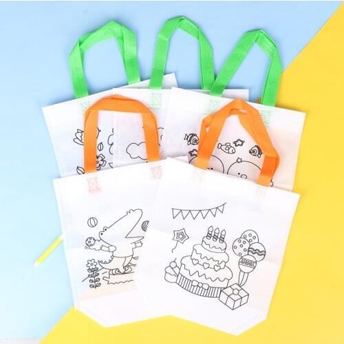 5 Sets Diy Graffiti Bag With Markers Handmade Painting Non Woven Bag For Kids Arts Crafts Color Filling Drawing Toys Gyh