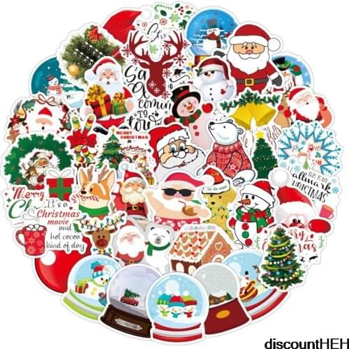 50Pcs/Pack Christmas Decorative Sticker Merry Santa Claus Shaped Stickers For Diy Scrapbook Diary Album Decoration Stationery