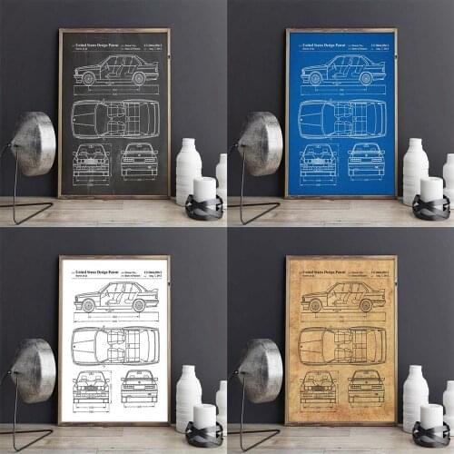 Car E30 M3 artwork, Auto wall art ,Transportation poster, room decor, print,blueprint, gift idea,wall Decorations