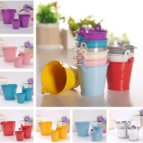 Baby Shower Gifts Mini Metal Bucket Tin Candy Gift Box Buckets Wedding Chocolate Dragee Box Cookie Snack Bonbonniere Supplies