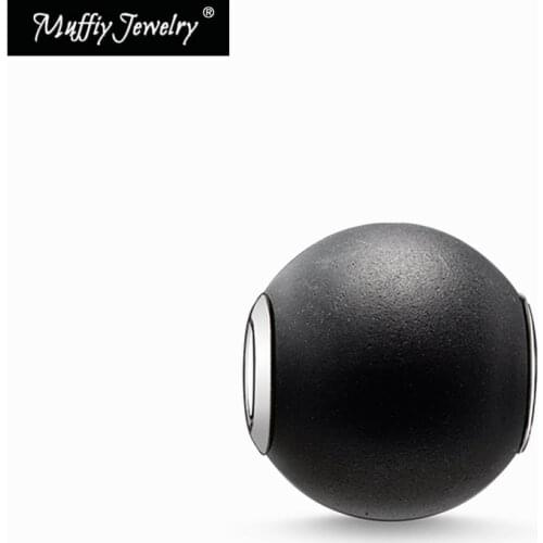 Charm Beads Black Stone,Accessories Europe Style Karma Charm Diy Good Jewelry For Men Women,2019 Gift In 925 Sterling Silver