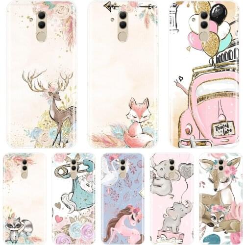 Back Cover For Huawei Mate 7 8 9 10 20 Lite Soft Silicone Unicorn Flower Elephant Horse Phone Case For Huawei Mate 9 10 20 Pro