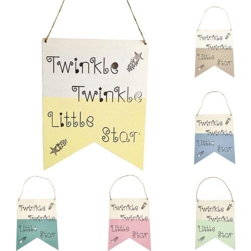 Twinkle Star Wooden Slogan Banner Nordic Garland For Kids Room Decoration Photo Props Nursery Wall Hanging Ornament Wind Chimes