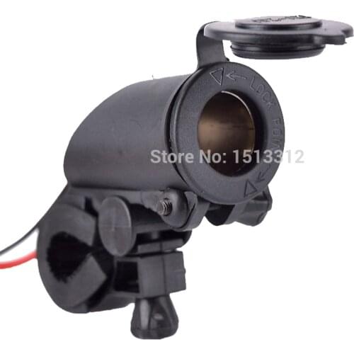 DIY 12/24V Water Resistant Motorcycle Handlebar Mounted Cigarette Lighter Socket With 150cm Cable with Fuse
