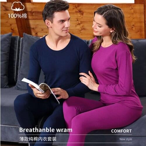 Women Long Johns Winter 100% Cotton Pijama Thermal Underwear Man Autumn Underwear Sets Sweat Quick Drying Thermo Pajamas 2021