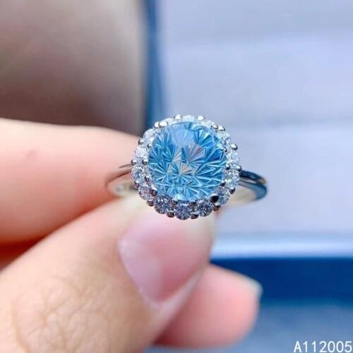 KJJEAXCMY fine jewelry 925 sterling silver inlaid natural blue topaz gemstone new Female ring elegant Support test hot selling
