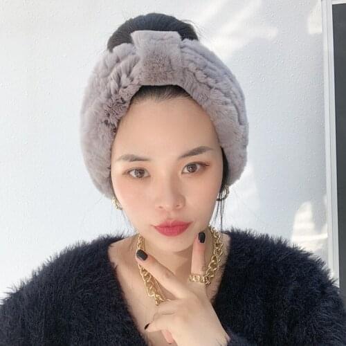 Korean Version Of Rex Rabbit Fur Collar Female Winter Stretch Mesh Bib Headband Wild Leather Grass Plush Headgear Children Scarf
