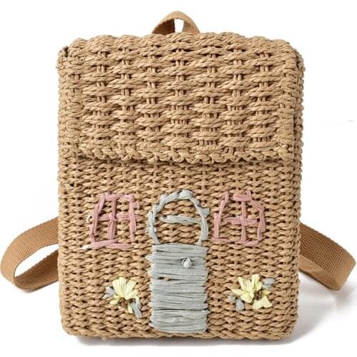 Fashion Straw Backpacks Rattan Backpack for Teenagers Girls Weave School Bags Casual Summer Beach Travel Women Shoulder Bag